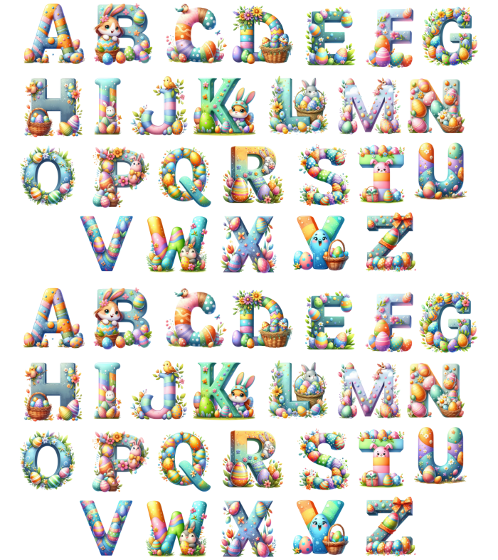 Easter Alphabet Heat Transfers Bundle