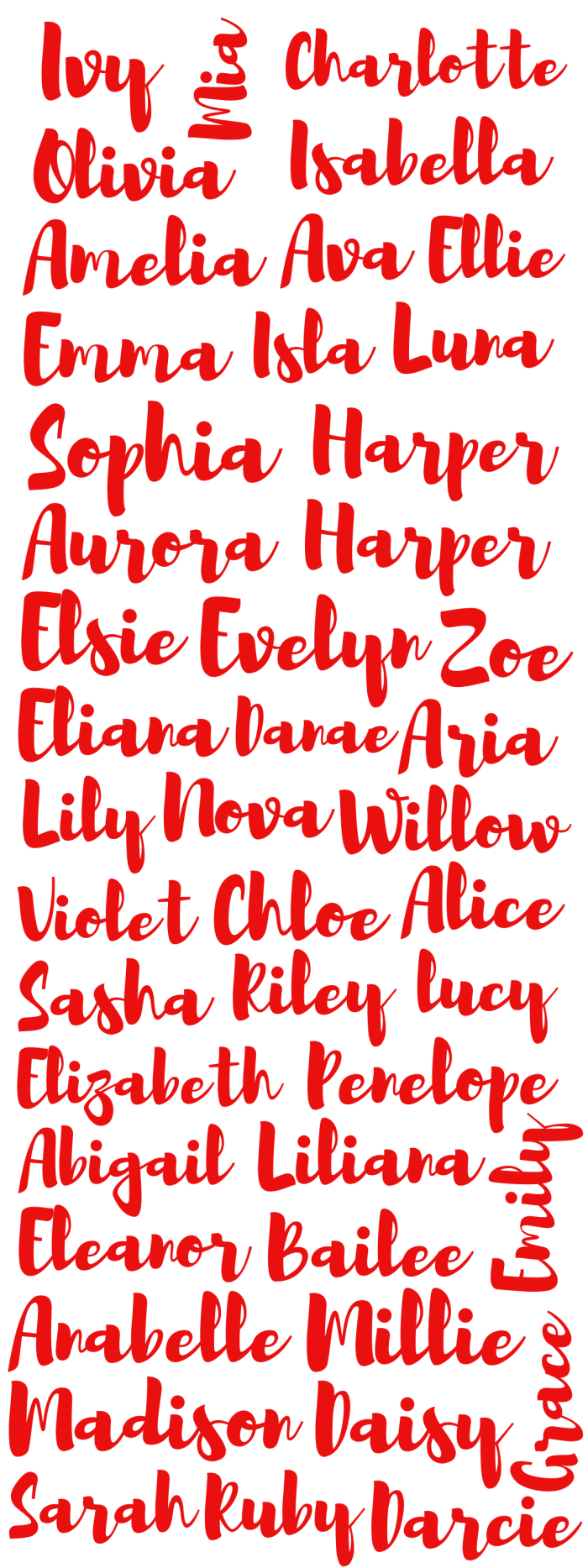 Christmas DTF Red Name Girl Bundle
